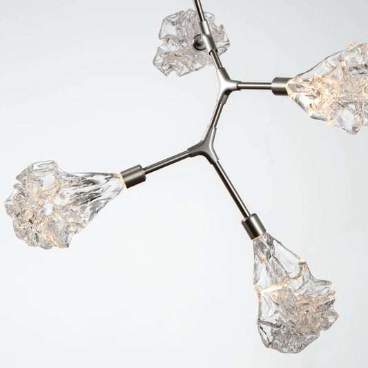 Blossom 32" Wide 6 Light LED Abstract Chandelier with Clear Blossom Blown Glass Shades