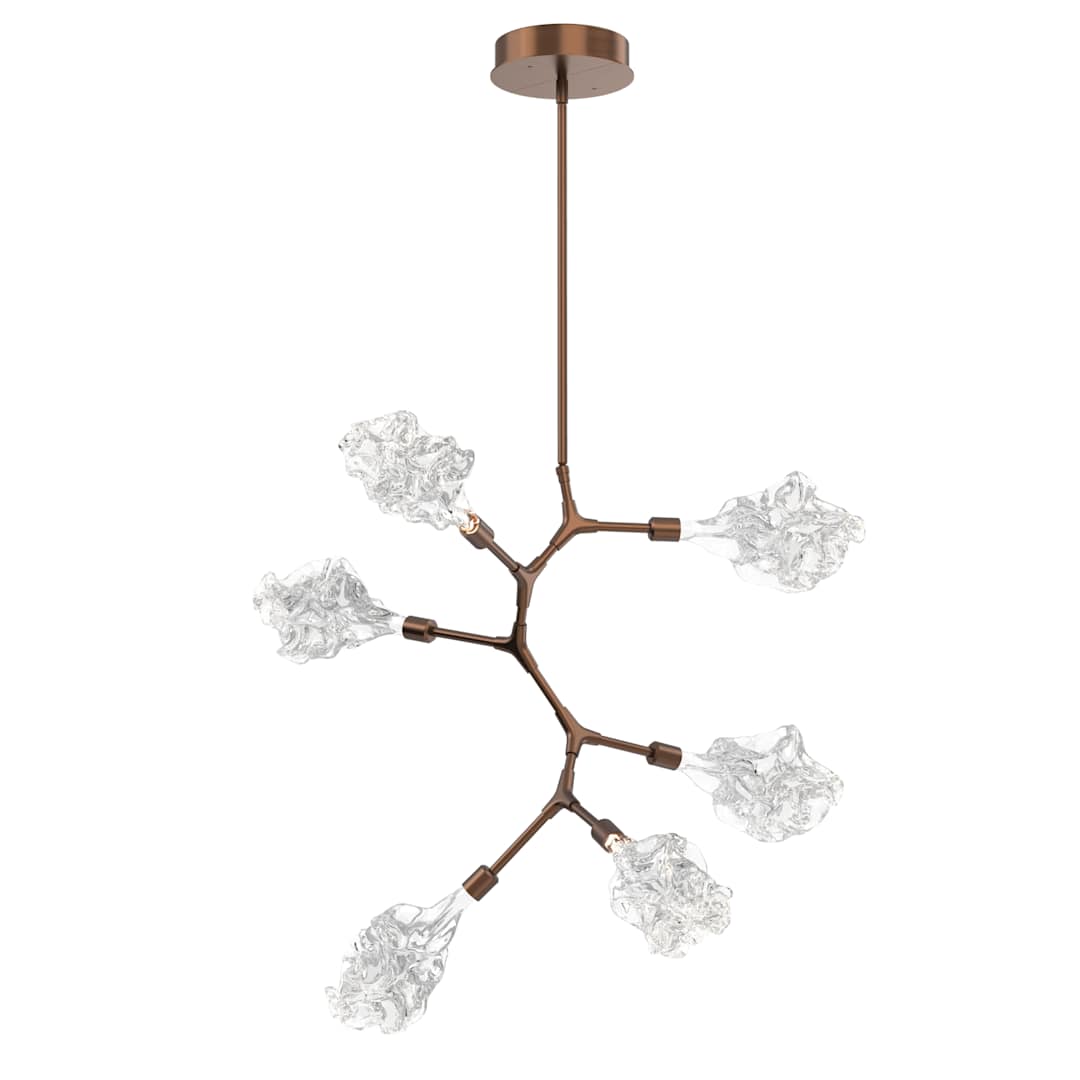 Blossom 32" Wide 6 Light LED Abstract Chandelier with Clear Blossom Blown Glass Shades
