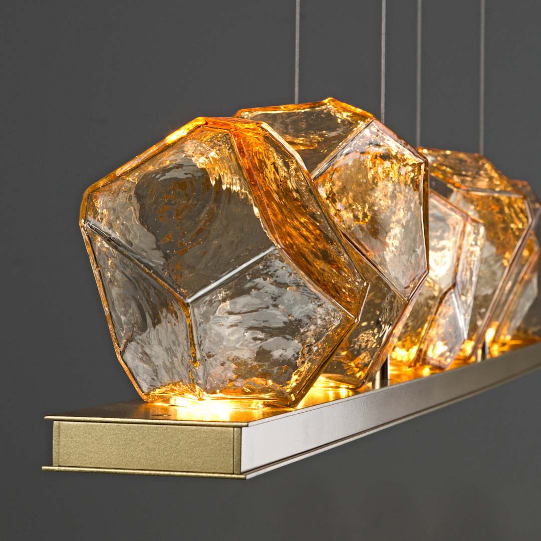 Gem 44" Wide 10 Light Hand Blown Glass LED Linear Suspension