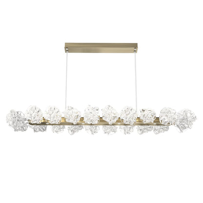 Blossom 60" Wide LED Linear Chandelier with Clear Blossom Blown Glass Shades