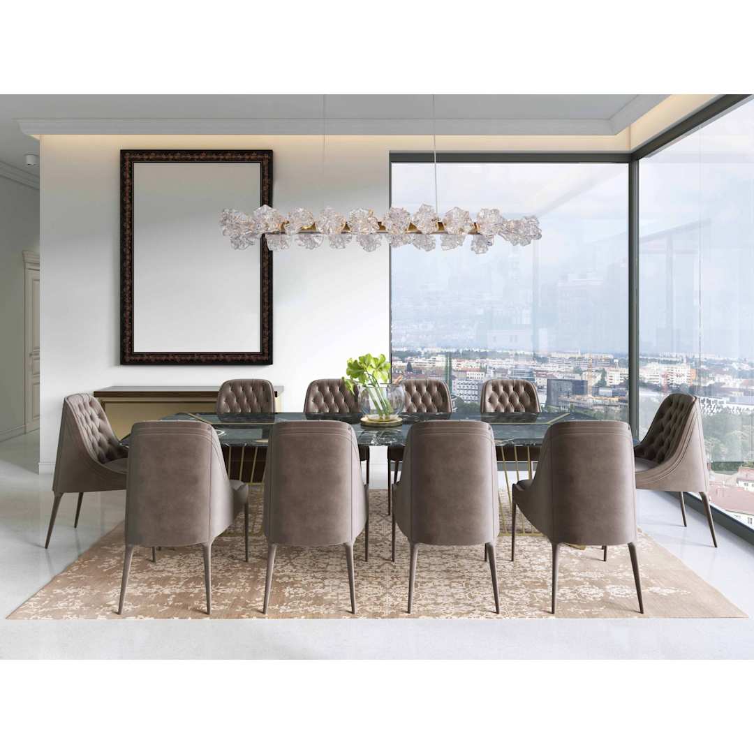 Blossom 60" Wide LED Linear Chandelier with Clear Blossom Blown Glass Shades
