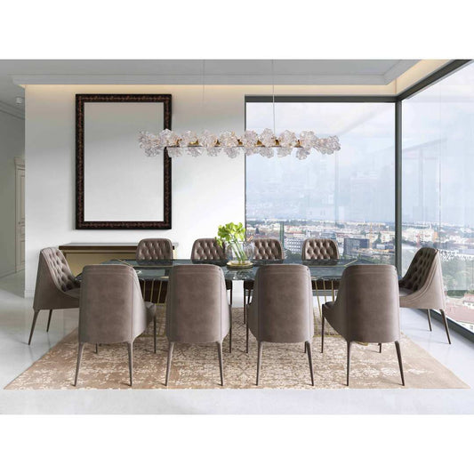 Blossom 60" Wide LED Linear Chandelier with Clear Blossom Blown Glass Shades