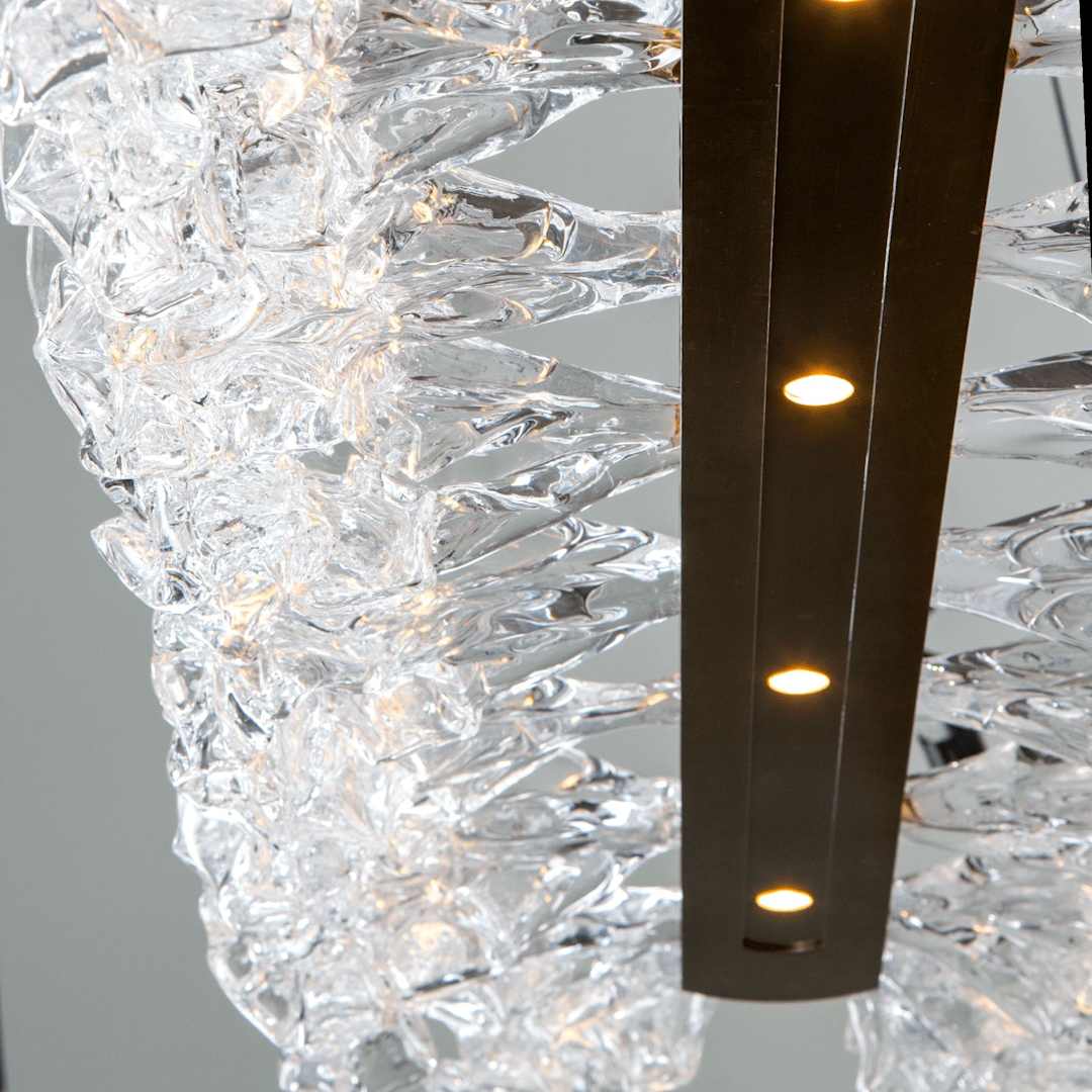 Blossom 60" Wide LED Linear Chandelier with Clear Blossom Blown Glass Shades