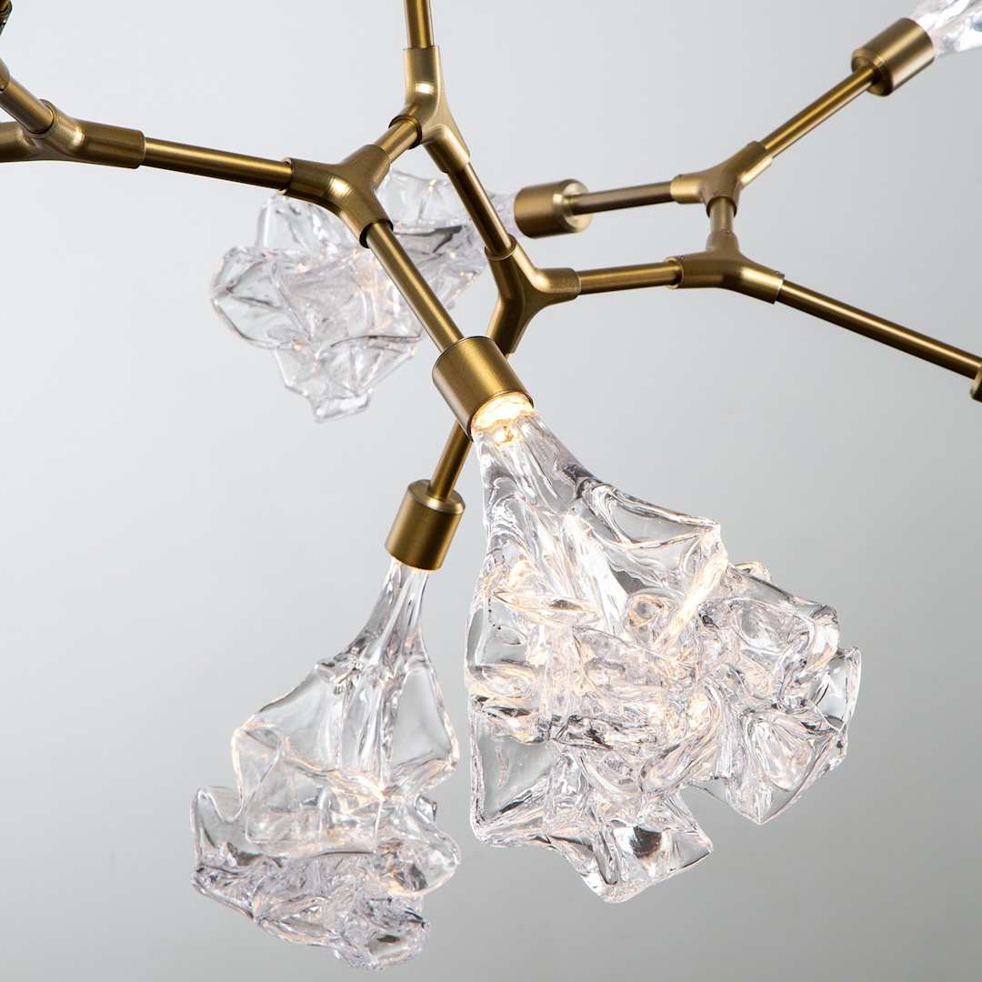 Blossom 49" Wide LED Abstract Chandelier with Clear Blossom Blown Glass Shades