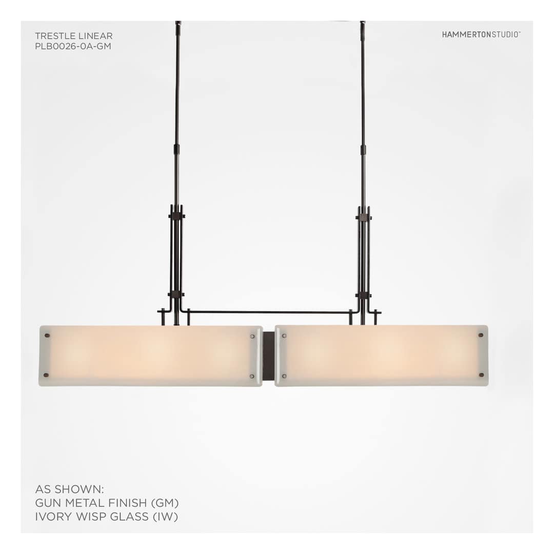 Urban Loft 44" Wide Artisan Crafted Linear Chandelier with Hand Textured Glass