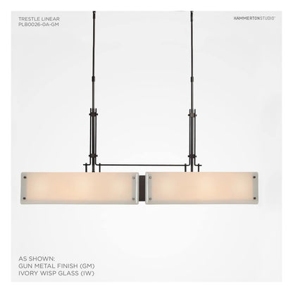 Urban Loft 44" Wide Artisan Crafted Linear Chandelier with Hand Textured Glass
