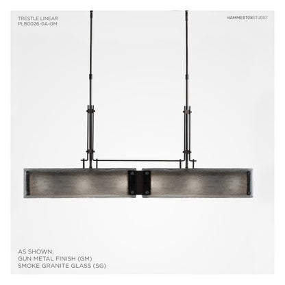 Urban Loft 44" Wide Artisan Crafted Linear Chandelier with Hand Textured Glass