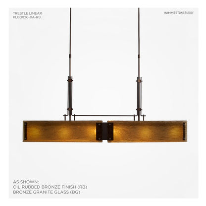 Urban Loft 44" Wide Artisan Crafted Linear Chandelier with Hand Textured Glass