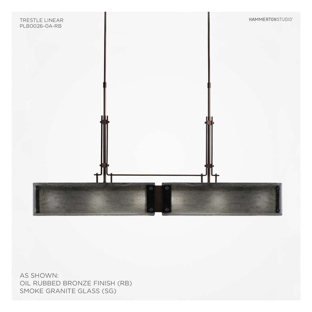 Urban Loft 44" Wide Artisan Crafted Linear Chandelier with Hand Textured Glass