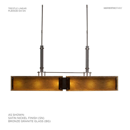 Urban Loft 44" Wide Artisan Crafted Linear Chandelier with Hand Textured Glass