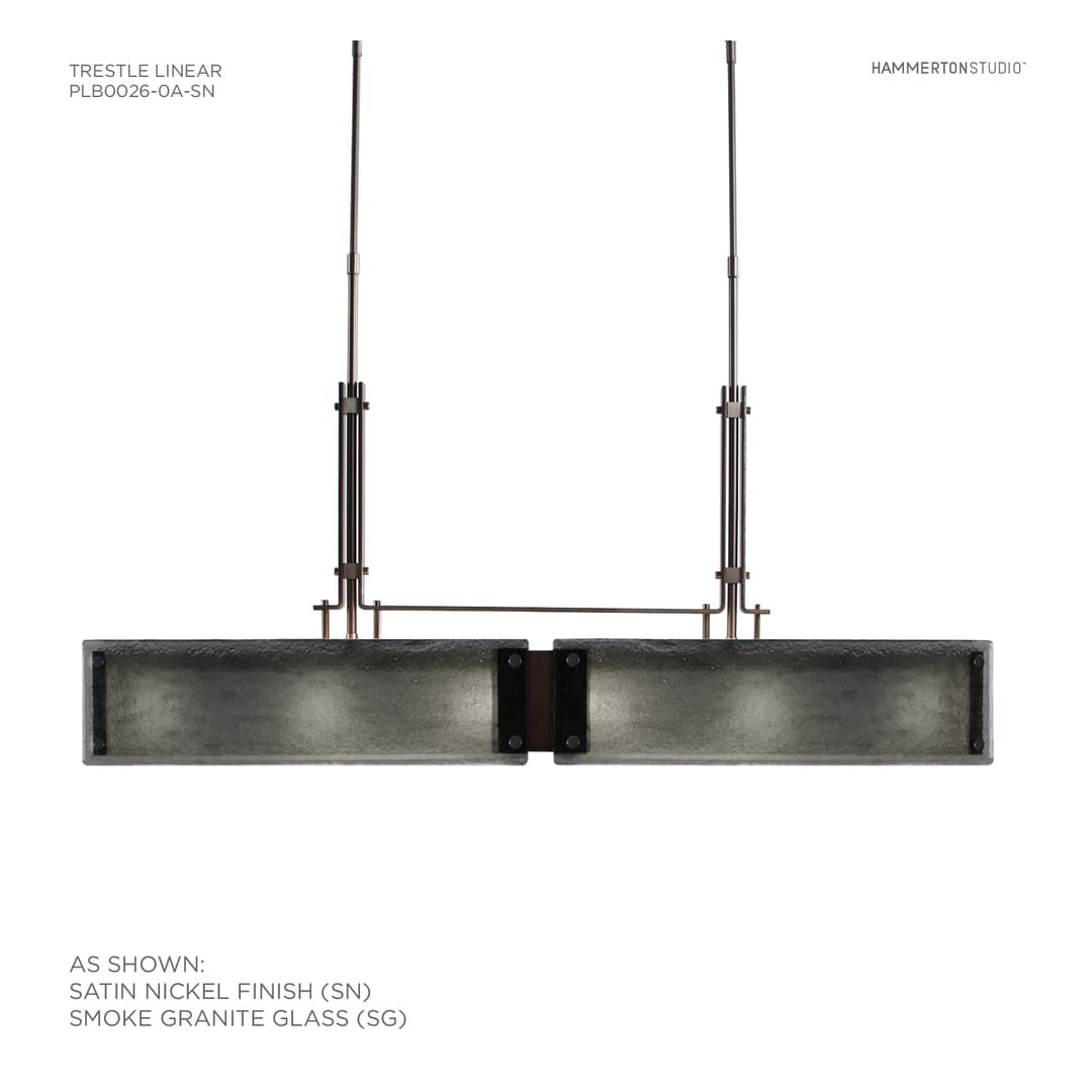 Urban Loft 44" Wide Artisan Crafted Linear Chandelier with Hand Textured Glass