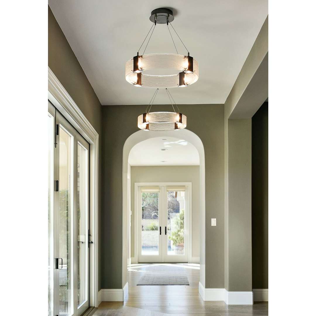Parallel 33" Wide Artisan Crafted LED Chandelier with Hand Textured Glass