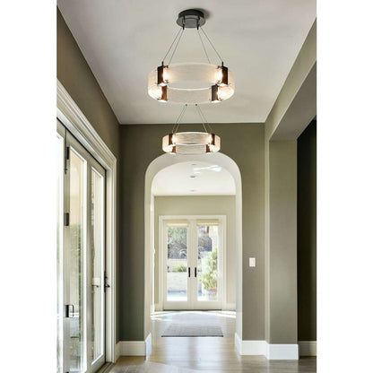 Parallel 33" Wide Artisan Crafted LED Chandelier with Hand Textured Glass