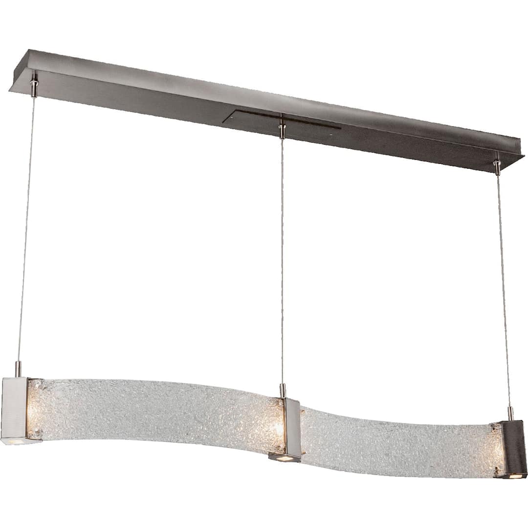 Parallel 48" Wide Artisan Crafted LED Curved Linear Suspension with Hand Textured Glass