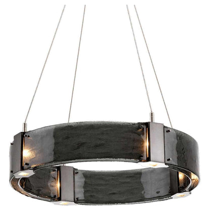 Parallel 24" Wide Artisan Crafted LED Chandelier with Hand Textured Glass