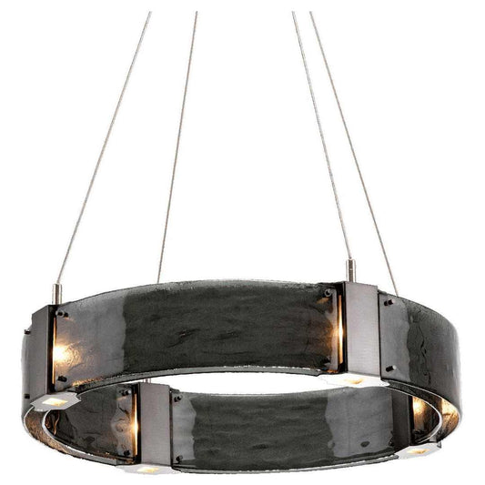 Parallel 24" Wide Artisan Crafted LED Chandelier with Hand Textured Glass
