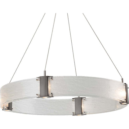 Parallel 33" Wide Artisan Crafted LED Chandelier with Hand Textured Glass