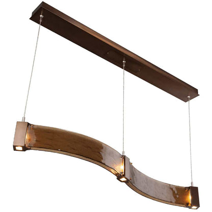 Parallel 48" Wide Artisan Crafted LED Curved Linear Suspension with Hand Textured Glass