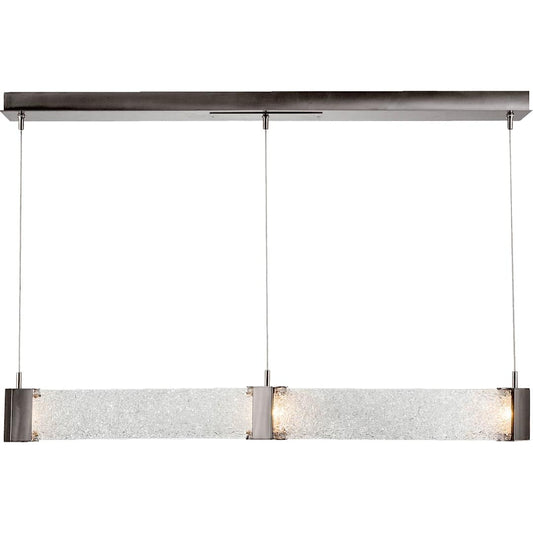 Parallel 48" Wide Artisan Crafted LED Curved Linear Suspension with Hand Textured Glass