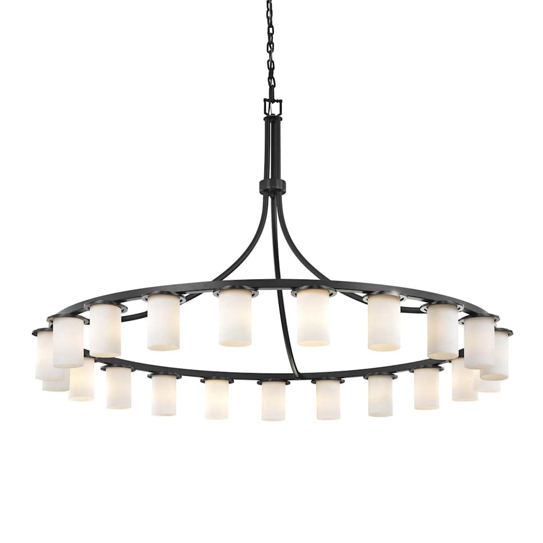 Dakota 21 Light 60" Wide Integrated LED Ring Chandelier with Clouds Resin Cylindrical Shade