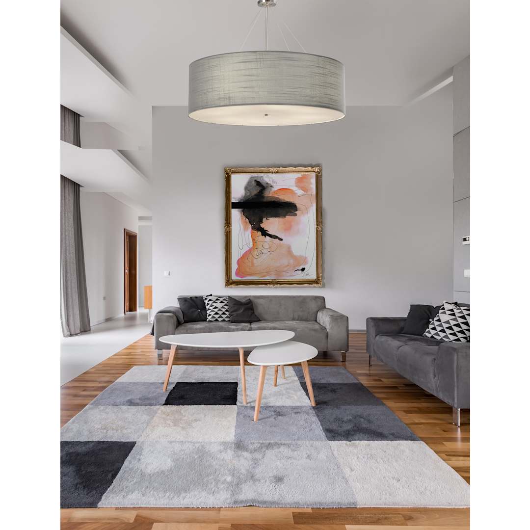 Classic 12 Light 60" Wide Drum Chandelier with Gray Shade