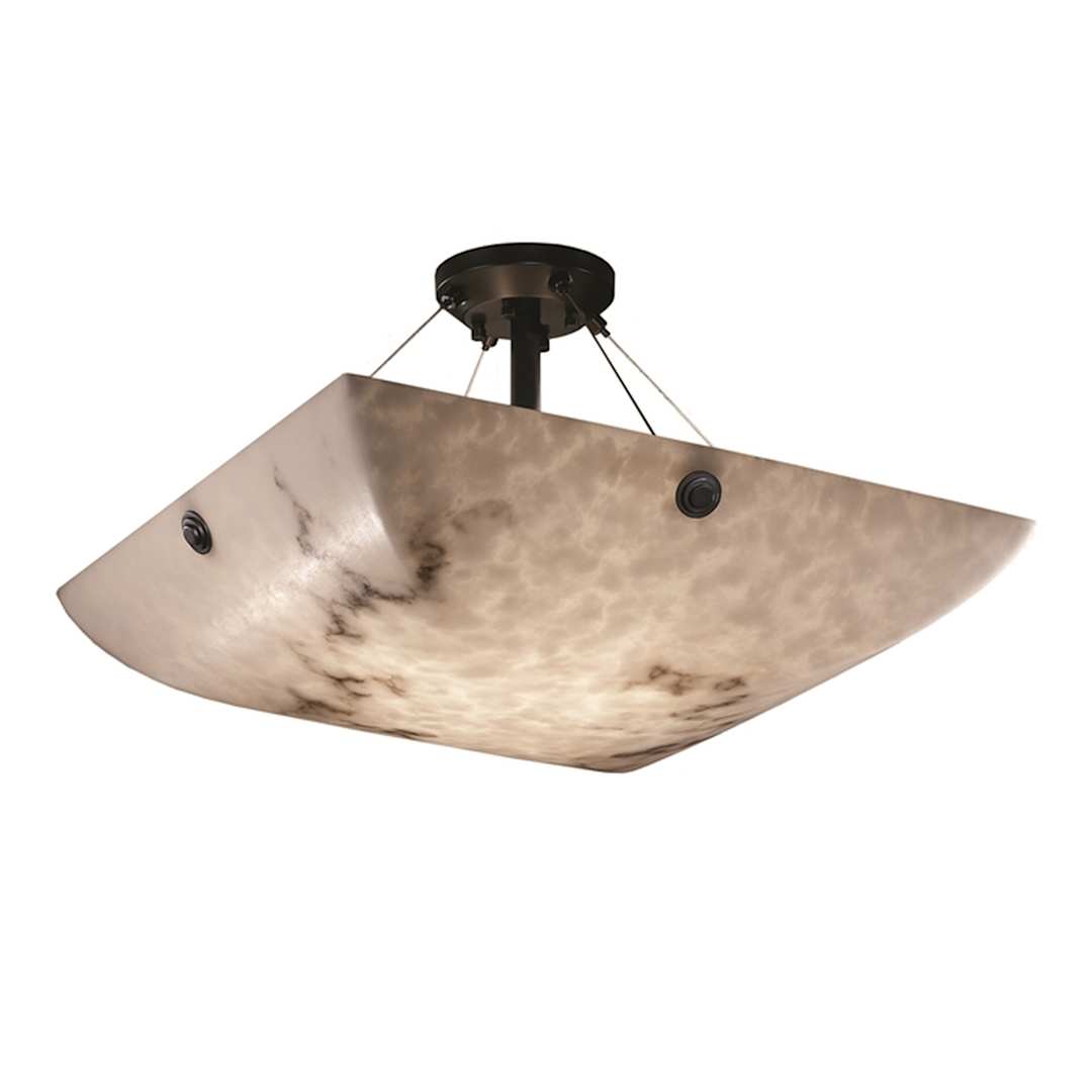 LumenAria 8 Light 48" Wide Semi-Flush Bowl Ceiling Fixture with Faux Alabaster Resin Shade