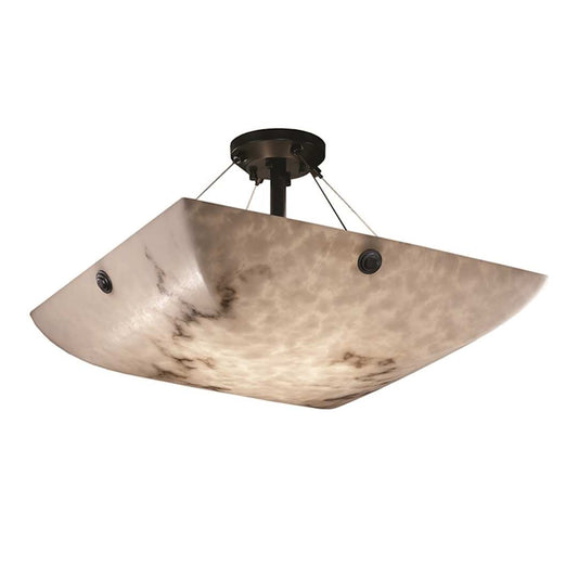 LumenAria 8 Light 48" Wide Semi-Flush Bowl Ceiling Fixture with Faux Alabaster Resin Shade