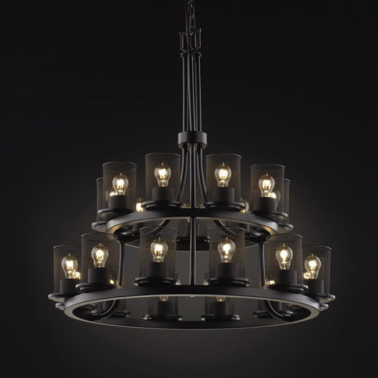 Wire Mesh 21 Light 33" Wide Pillar Candle Style Chandelier with Wire Mesh Shades
