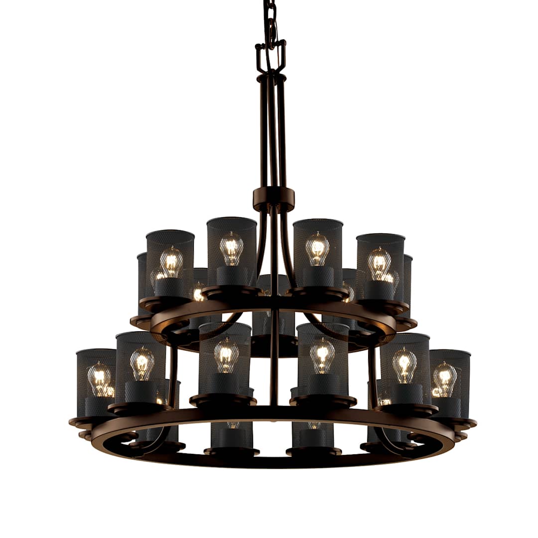 Wire Mesh 21 Light 33" Wide Pillar Candle Style Chandelier with Wire Mesh Shades