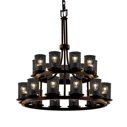 Wire Mesh 21 Light 33" Wide Pillar Candle Style Chandelier with Wire Mesh Shades