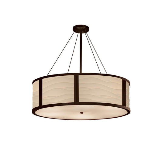 Porcelina 8 Light 36" Wide Drum Chandelier with Wavy Faux Porcelain Resin Shade