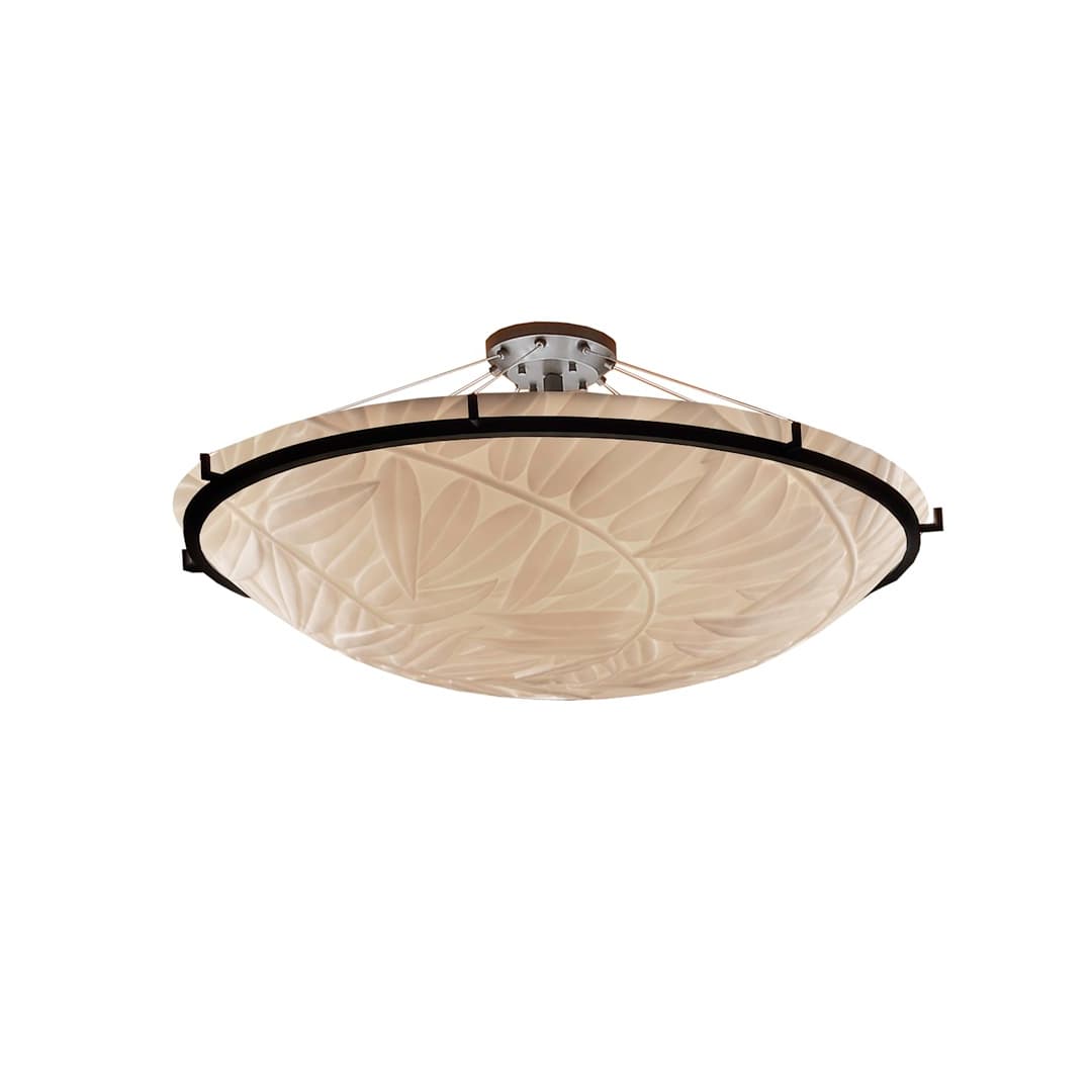 Porcelina 51" Wide LED Round Semi-Flush Bowl Ceiling Fixture with Bamboo Shade