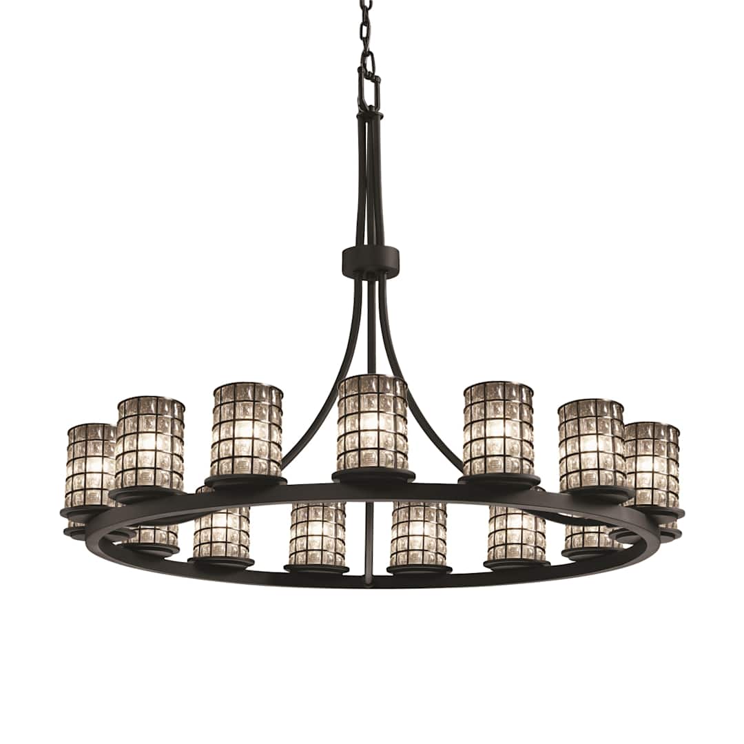 Wire Glass 15 Light 42" Wide LED Pillar Candle Chandelier