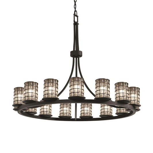 Wire Glass 15 Light 42" Wide LED Pillar Candle Chandelier