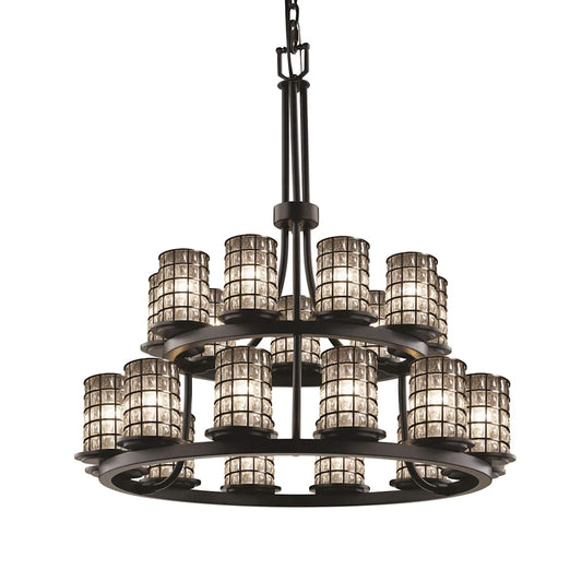 Wire Glass 21 Light 33" Wide LED Pillar Candle Chandelier