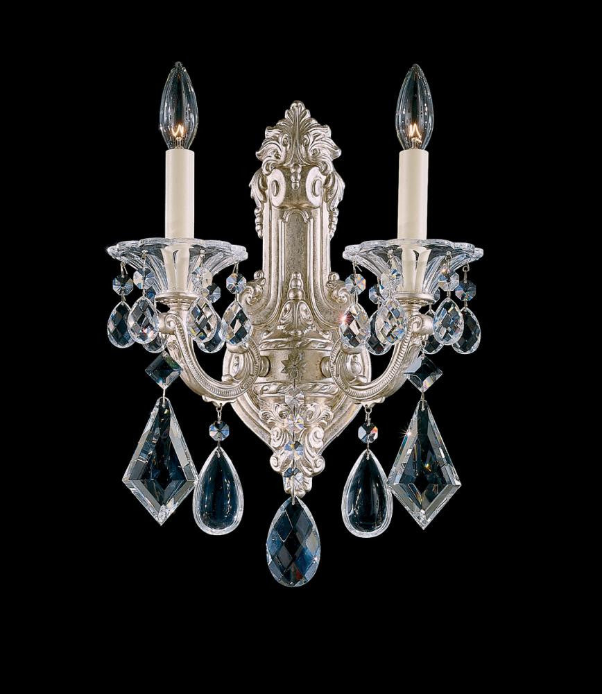 La Scala Wall Sconce, 2-Light, Heirloom Gold, Clear Swarovski Crystal, 16.5"H (5070-22S AY7PR)