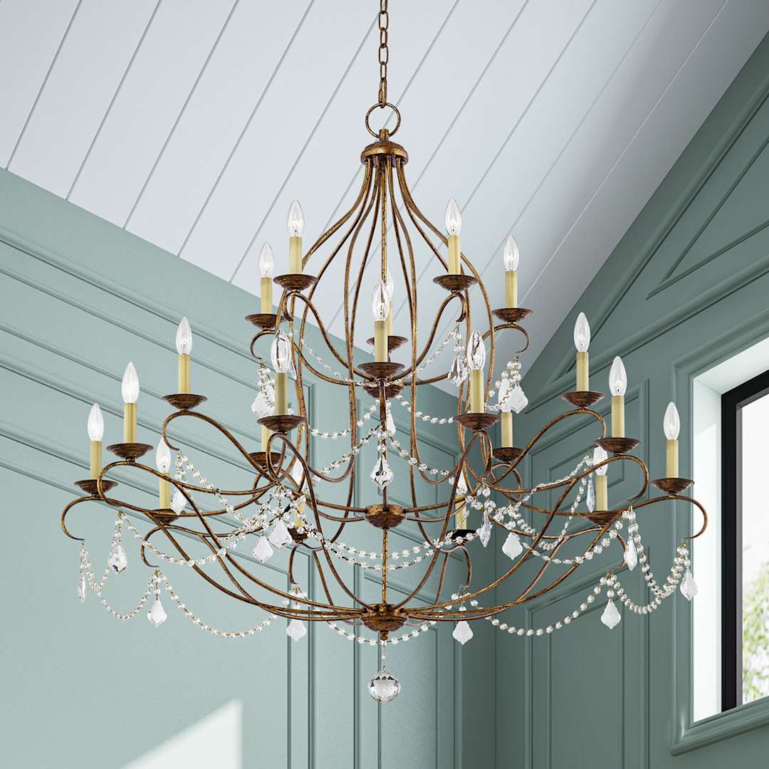 Chesterfield 12 Light 3 Tier Chandelier with Crystal Accents