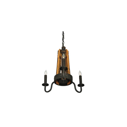 17" Wide Barrel Stave Madera 3 Light Chandelier