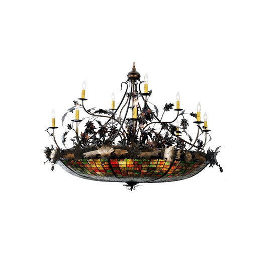 Greenbriar Oak 18 Light 48" Wide Taper Candle Chandelier