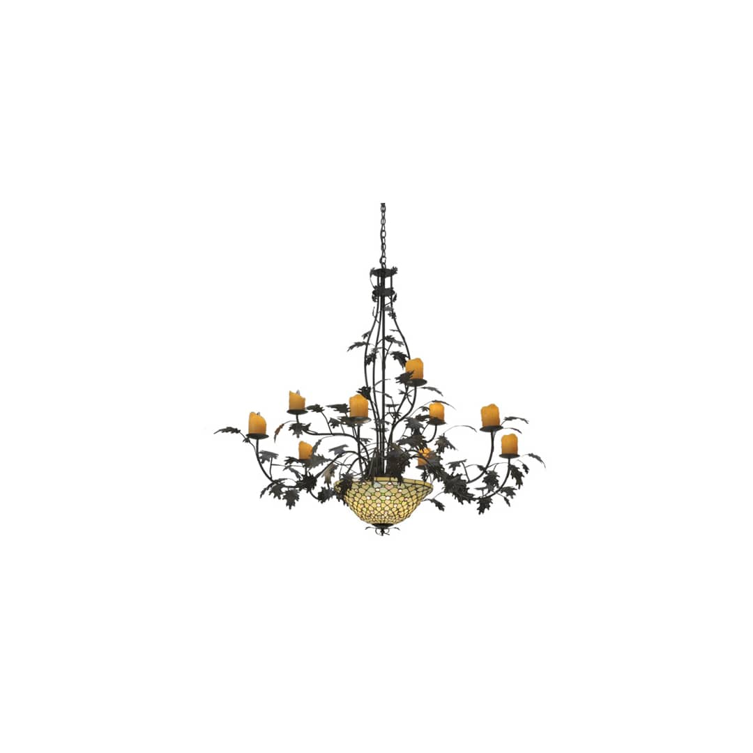Diamond and Jewel 9 Light 63" Wide Pillar Candle Style Chandelier