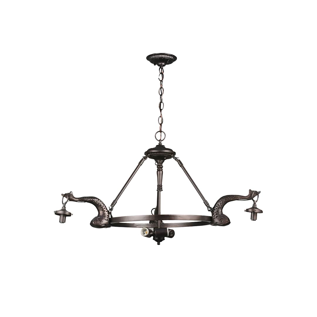 36" W Leaping Trout 3 Arm Chandelier