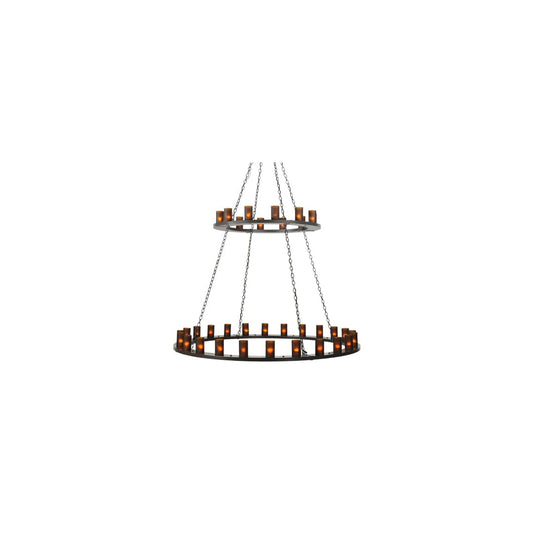 Loxley 36 Light 72" Wide Pillar Candle Style Chandelier with Amber Glass Shades - Timeless Bronze Finish
