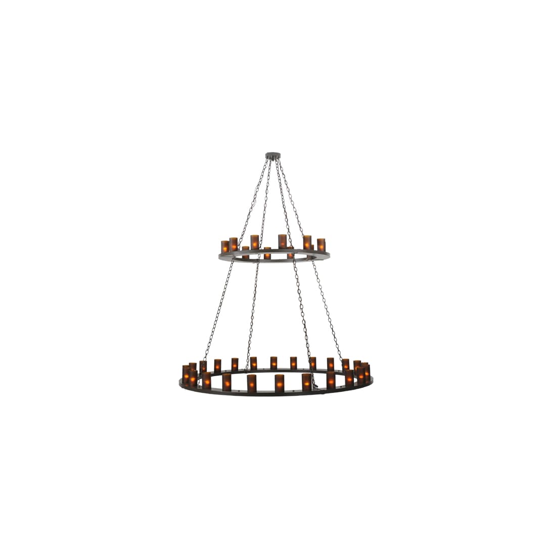Loxley 36 Light 72" Wide Pillar Candle Style Chandelier with Amber Glass Shades - Timeless Bronze Finish