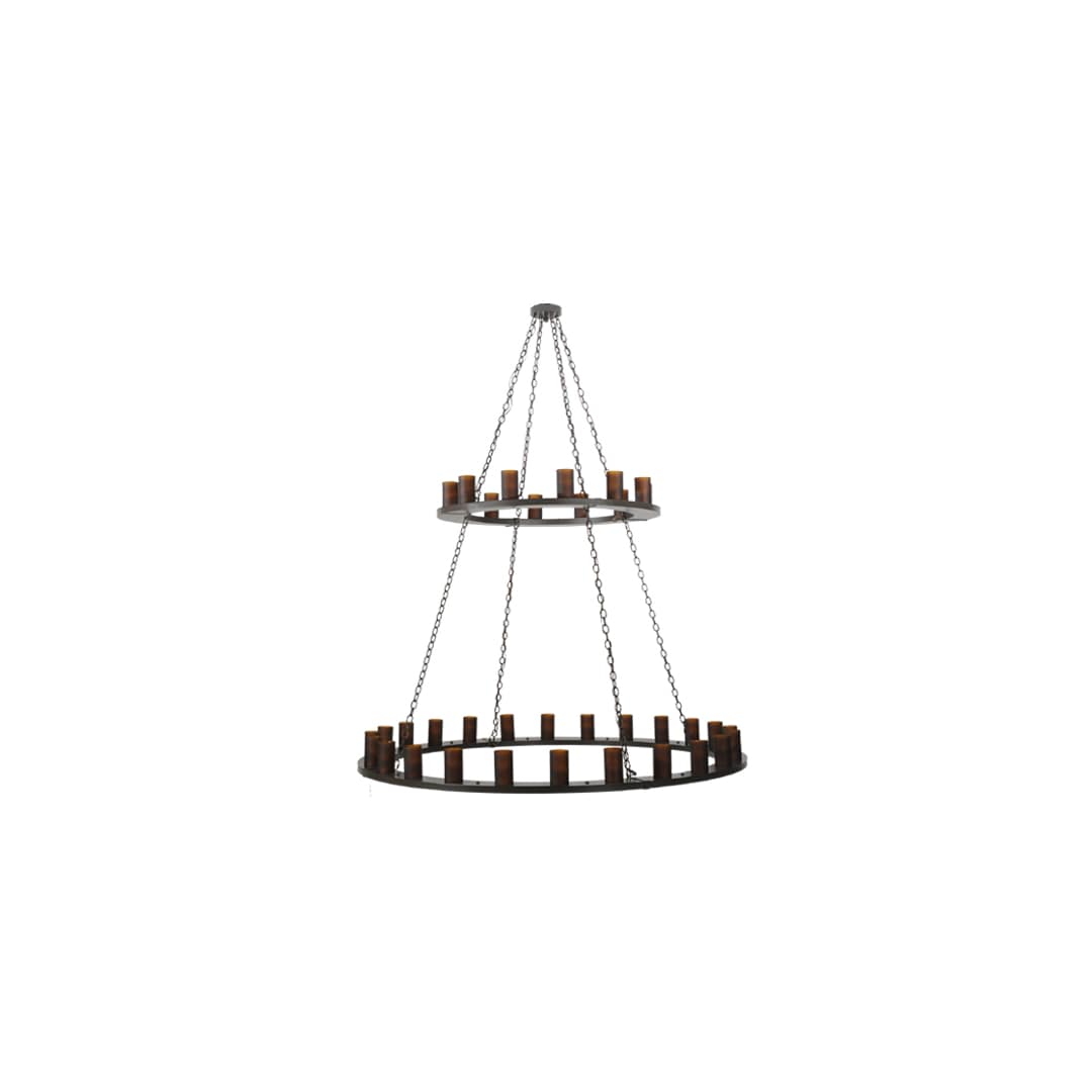 Loxley 36 Light 72" Wide Pillar Candle Style Chandelier with Amber Glass Shades - Timeless Bronze Finish