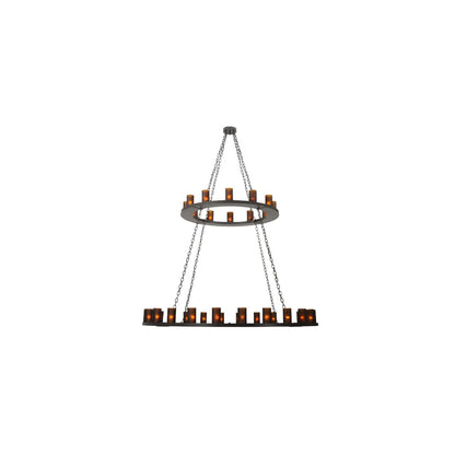 Loxley 36 Light 72" Wide Pillar Candle Style Chandelier with Amber Glass Shades - Timeless Bronze Finish