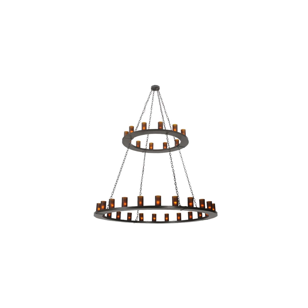 Loxley 36 Light 72" Wide Pillar Candle Style Chandelier with Amber Glass Shades - Timeless Bronze Finish