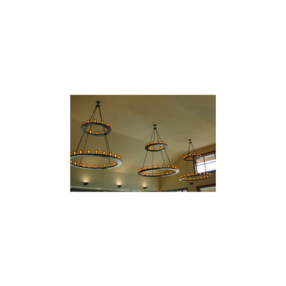 Loxley 36 Light 72" Wide Pillar Candle Style Chandelier with Amber Glass Shades - Timeless Bronze Finish