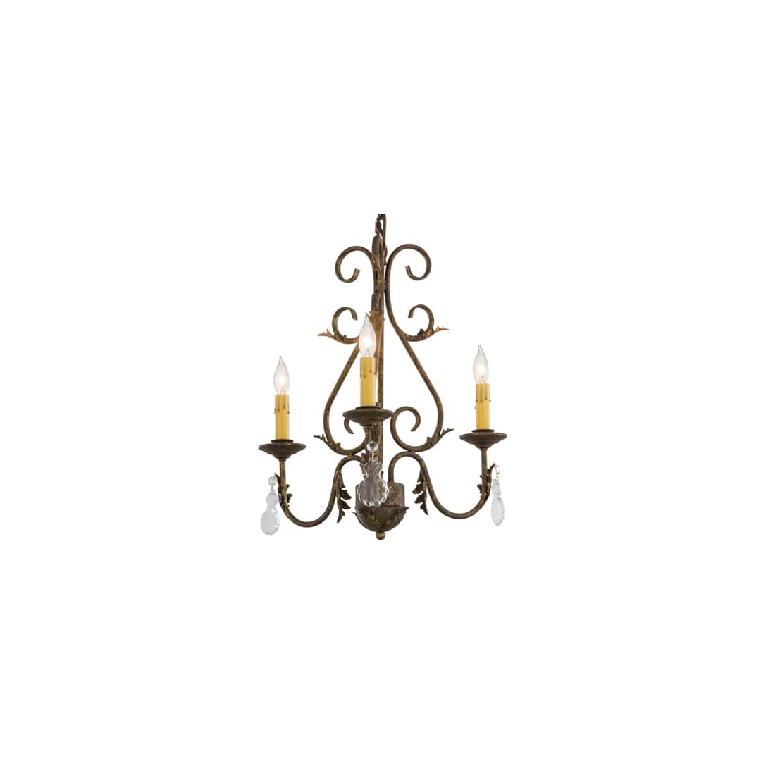 French Elegance 3 Light 18" Wide Crystal Candle Style Chandelier