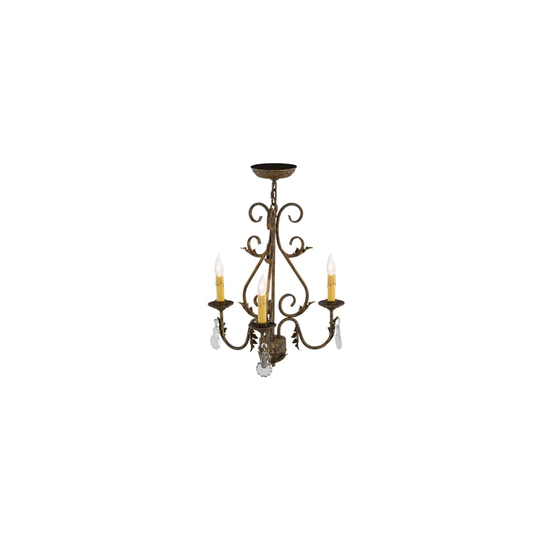 French Elegance 3 Light 18" Wide Crystal Candle Style Chandelier