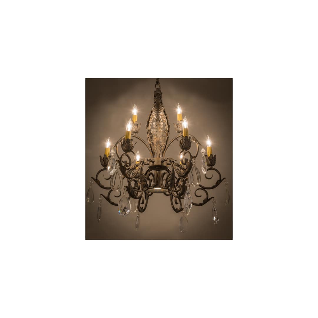 New Country French 9 Light 26" Wide Crystal Candle Style Chandelier